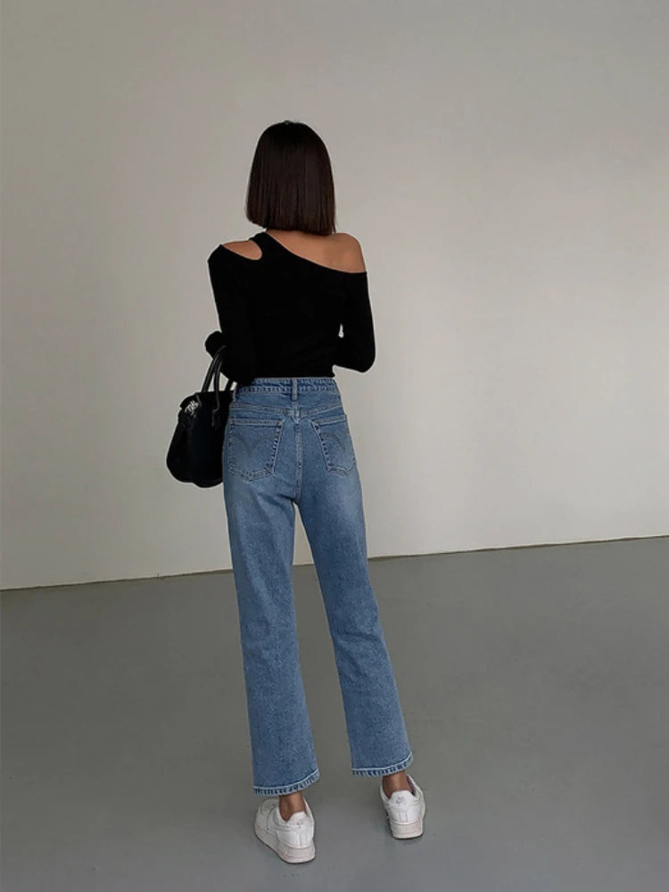 Sexy Black Tshirt Slim Clothing Plain Woman T-shirt Off Shoulder 2025 Top for Women Luxury High Quality Trend Emo Polyester Tee
