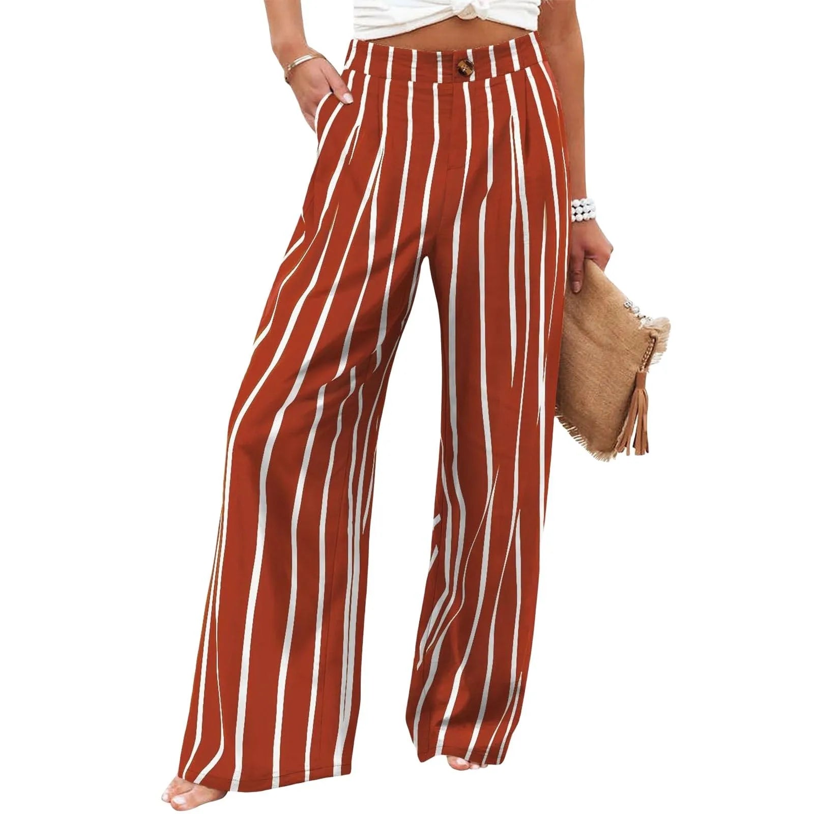 New Wide Leg Pants With Pocket Women Spring Autumn Loose Comfortable Pants Home Outdoor Beach Fashion Casual Trousers