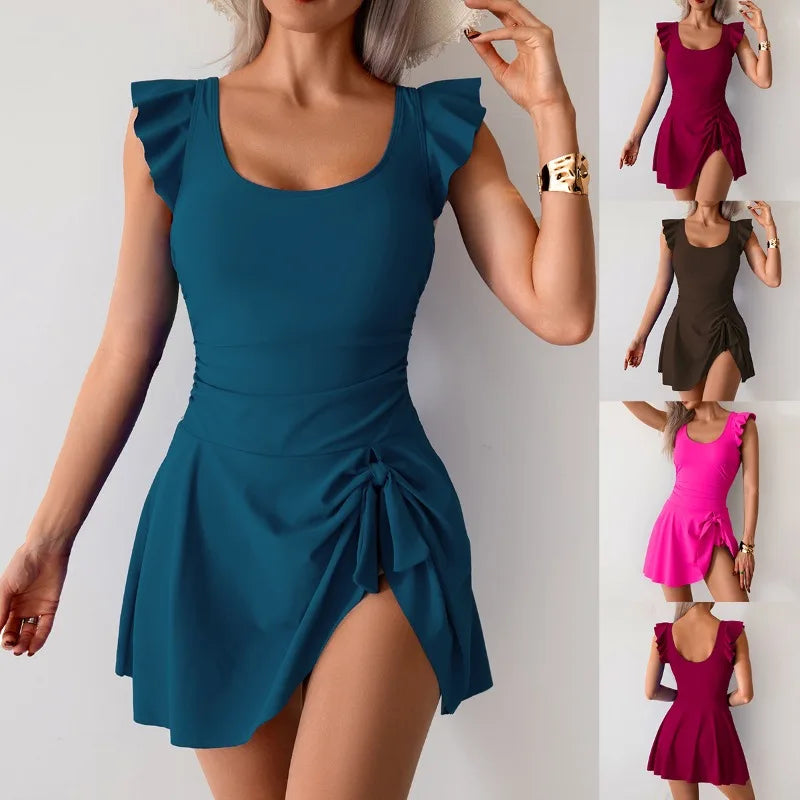 2026 New Womens Swimsuit Skirted Conservative Bathing Suit for Sports and Hot Spring
