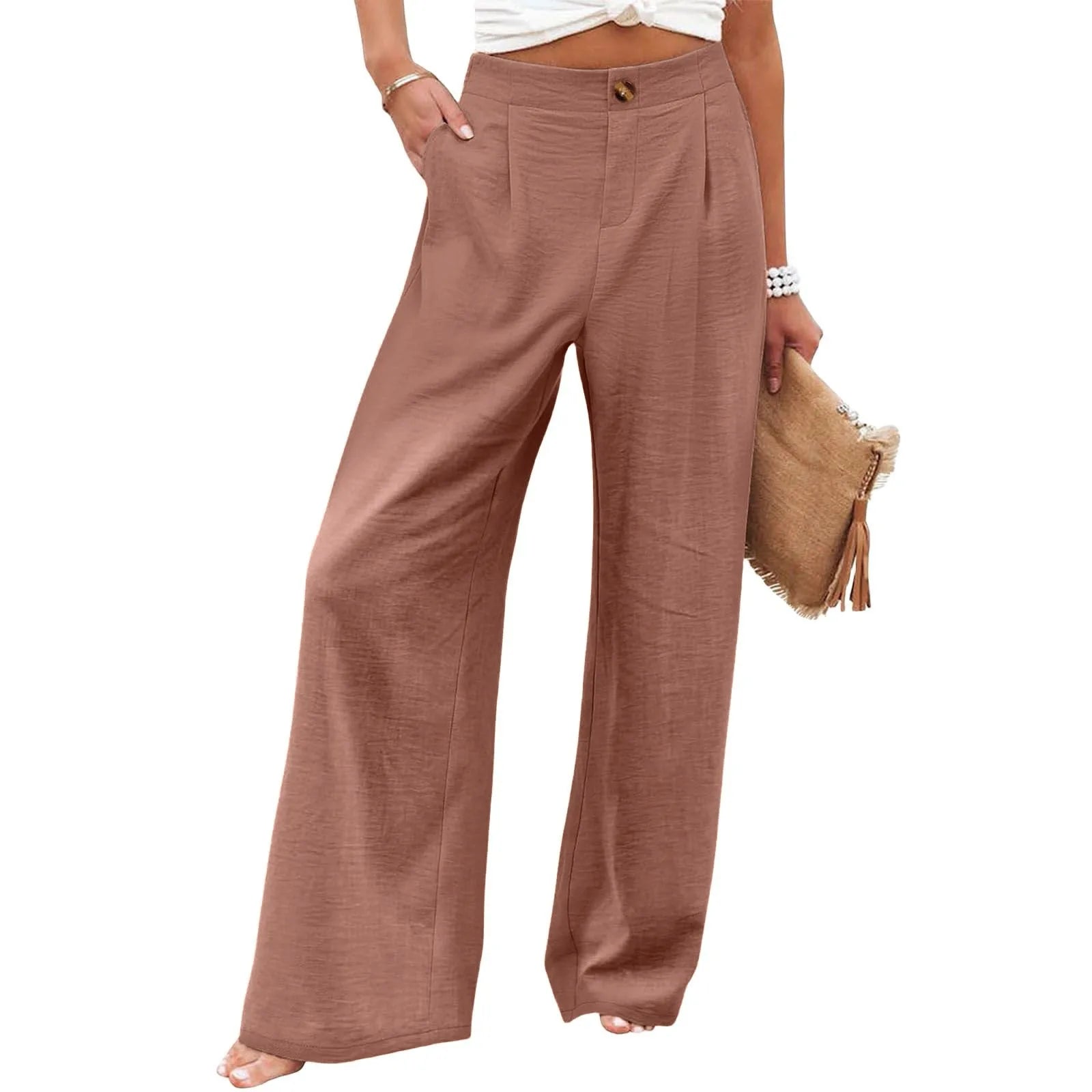 New Wide Leg Pants With Pocket Women Spring Autumn Loose Comfortable Pants Home Outdoor Beach Fashion Casual Trousers