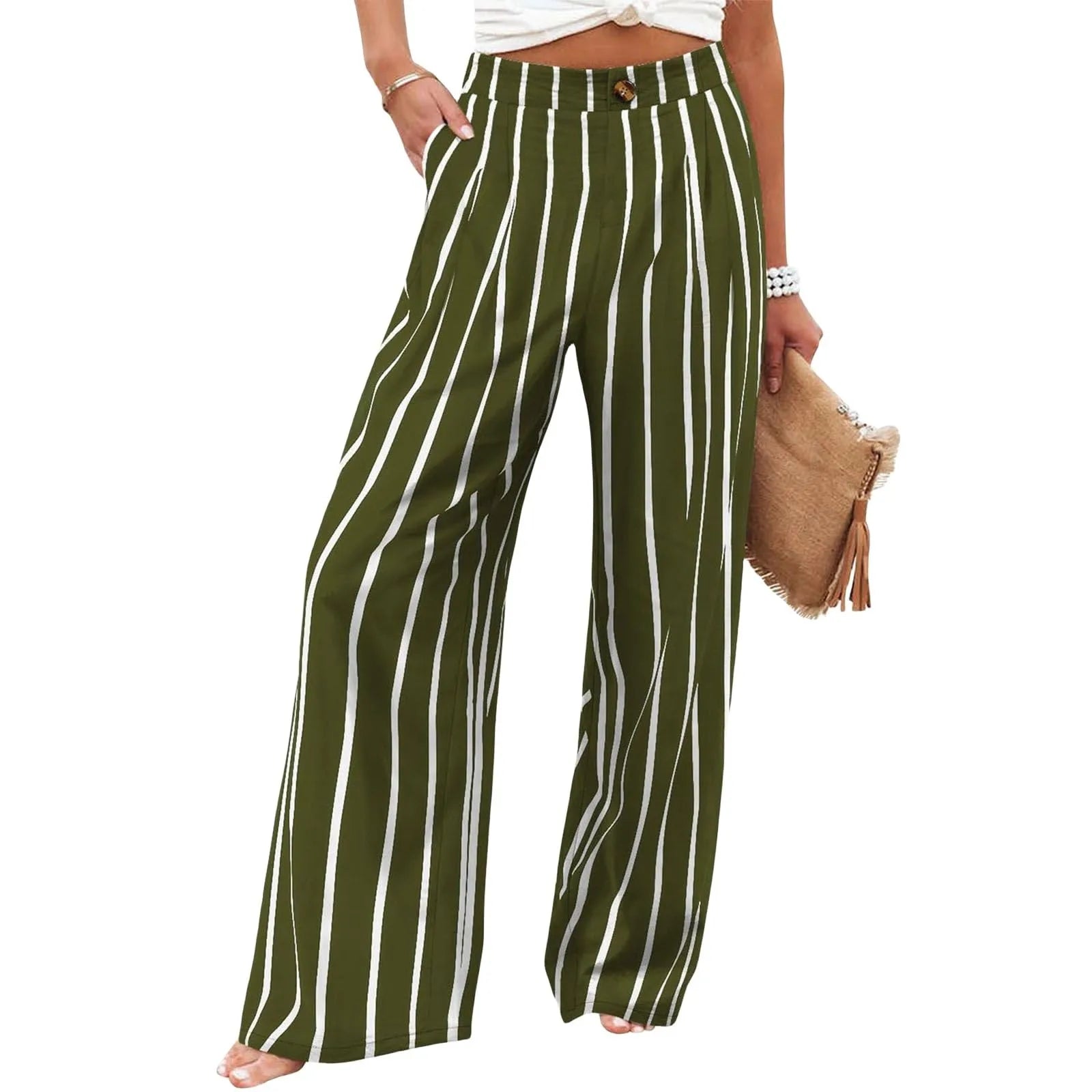 New Wide Leg Pants With Pocket Women Spring Autumn Loose Comfortable Pants Home Outdoor Beach Fashion Casual Trousers